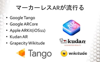 ީ``쥹ARФ
? GoogleTango
? Google ARCore
? AppleARKit(iOS11)
? KudanAR
? GrapecityWikitude
 