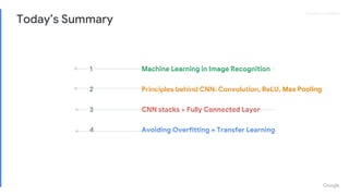 Proprietary + Confidential
Today’s Summary
1
2
3
4
Machine Learning in Image Recognition
Principles behind CNN: Convolutio...
