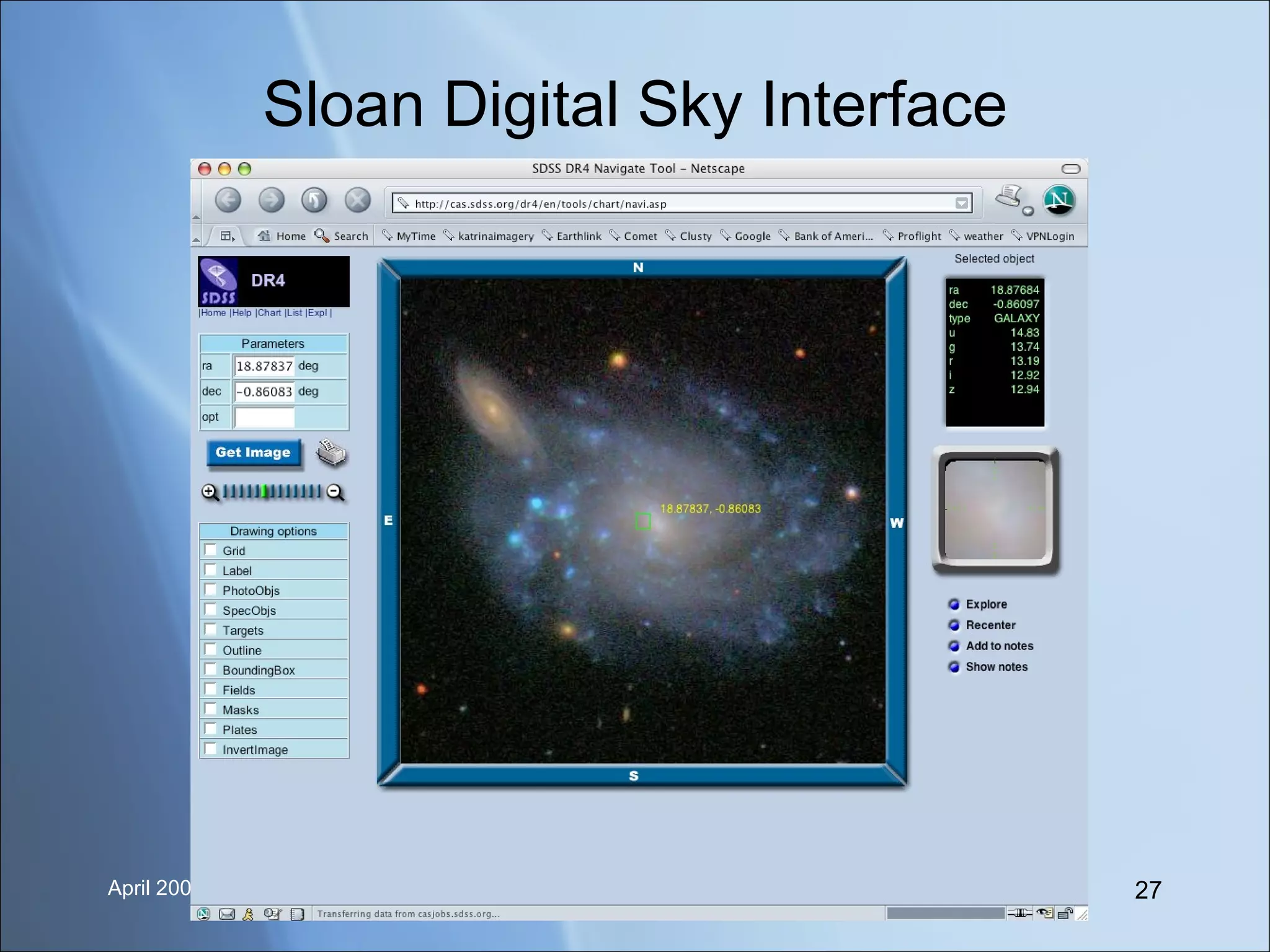 Sloan Digital Sky Interface 