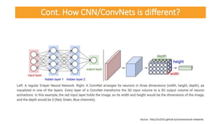 Cont. How CNN/ConvNets is different?
Source : http://cs231n.github.io/convolutional-networks
 