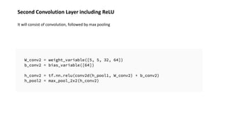 Second Convolution Layer including ReLU
It will consist of convolution, followed by max pooling
 