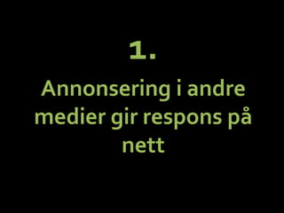 1.	
 ?	
 ?
Annonsering	
 ?i	
 ?andre	
 ?
medier	
 ?gir	
 ?respons	
 ?p?	
 ?
nett	
 ?
 
