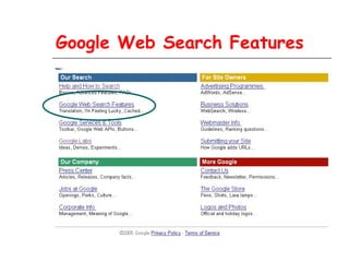 Google Web Search Features