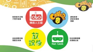 教學套件及電
子零件販售
課程教學、
研習及專案
規劃
自造相關活動
規劃及承辦
科技相關媒體
及書籍出版
 