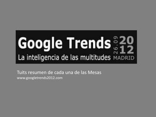Tuits resumen de cada una de las Mesas
www.googletrends2012.com
 