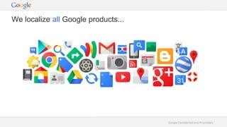 Google Confidential and Proprietary
We localize all Google products...
 