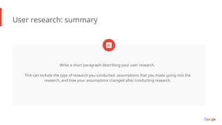 User Research Slide Example Google UX Design Certificate - Portfolio Project 1 - Case study slide ...