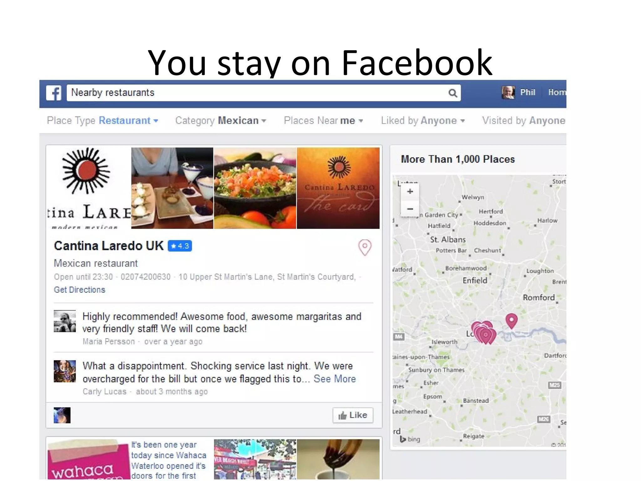 You stay on Facebook
 