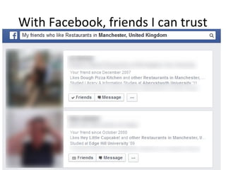 With Facebook, friends I can trust
 