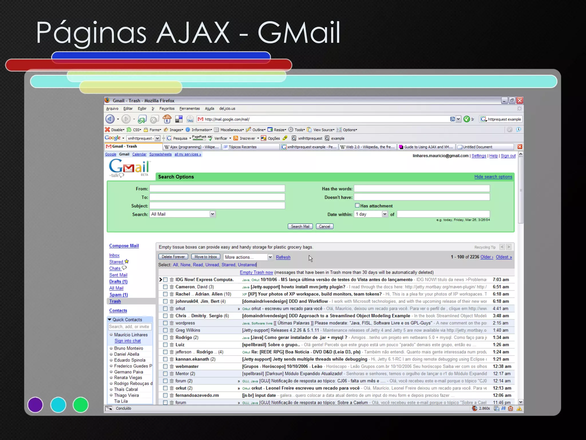 Páginas AJAX - GMail 