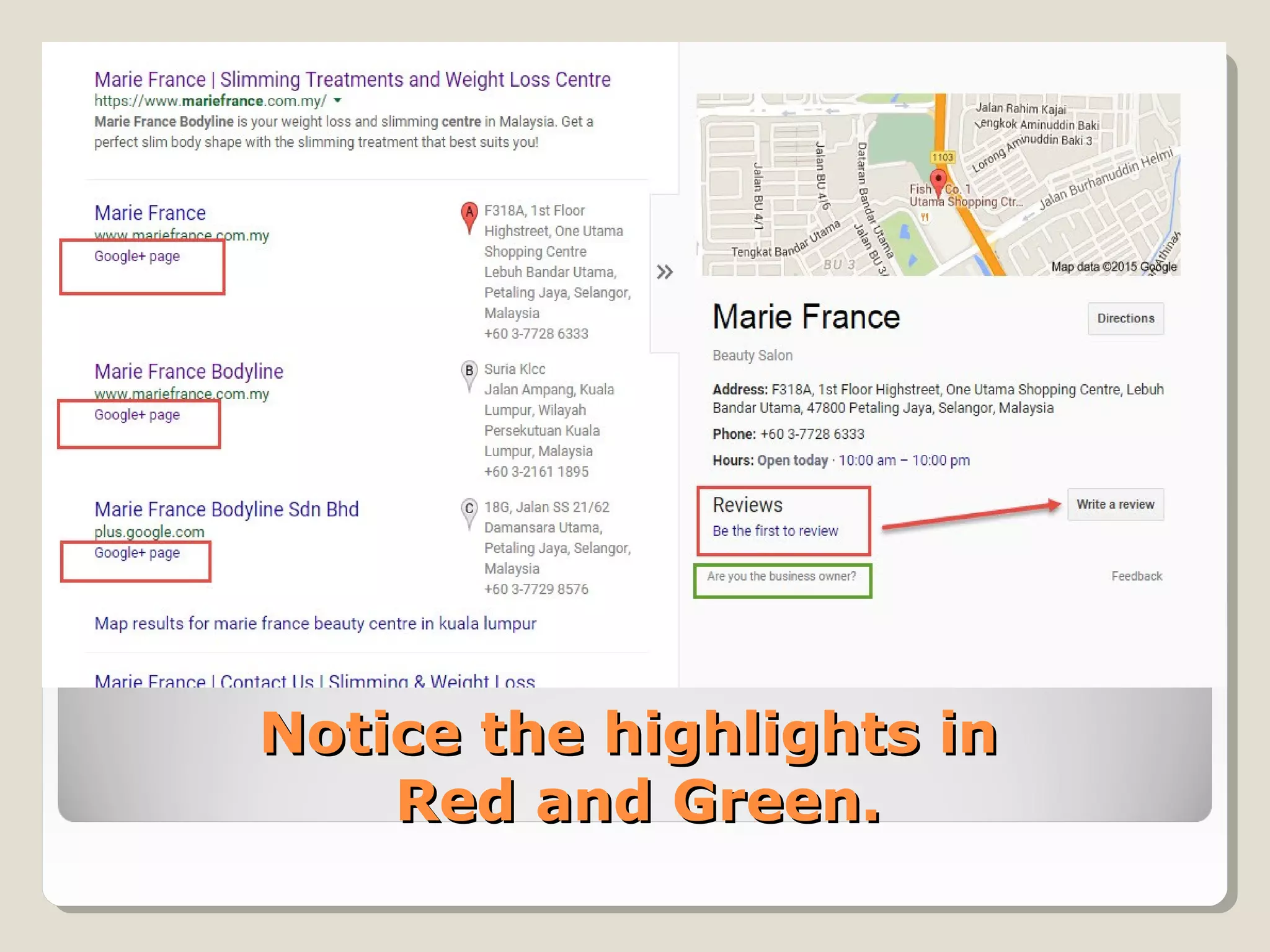 Notice the highlights inNotice the highlights in
Red and Green.Red and Green.
 