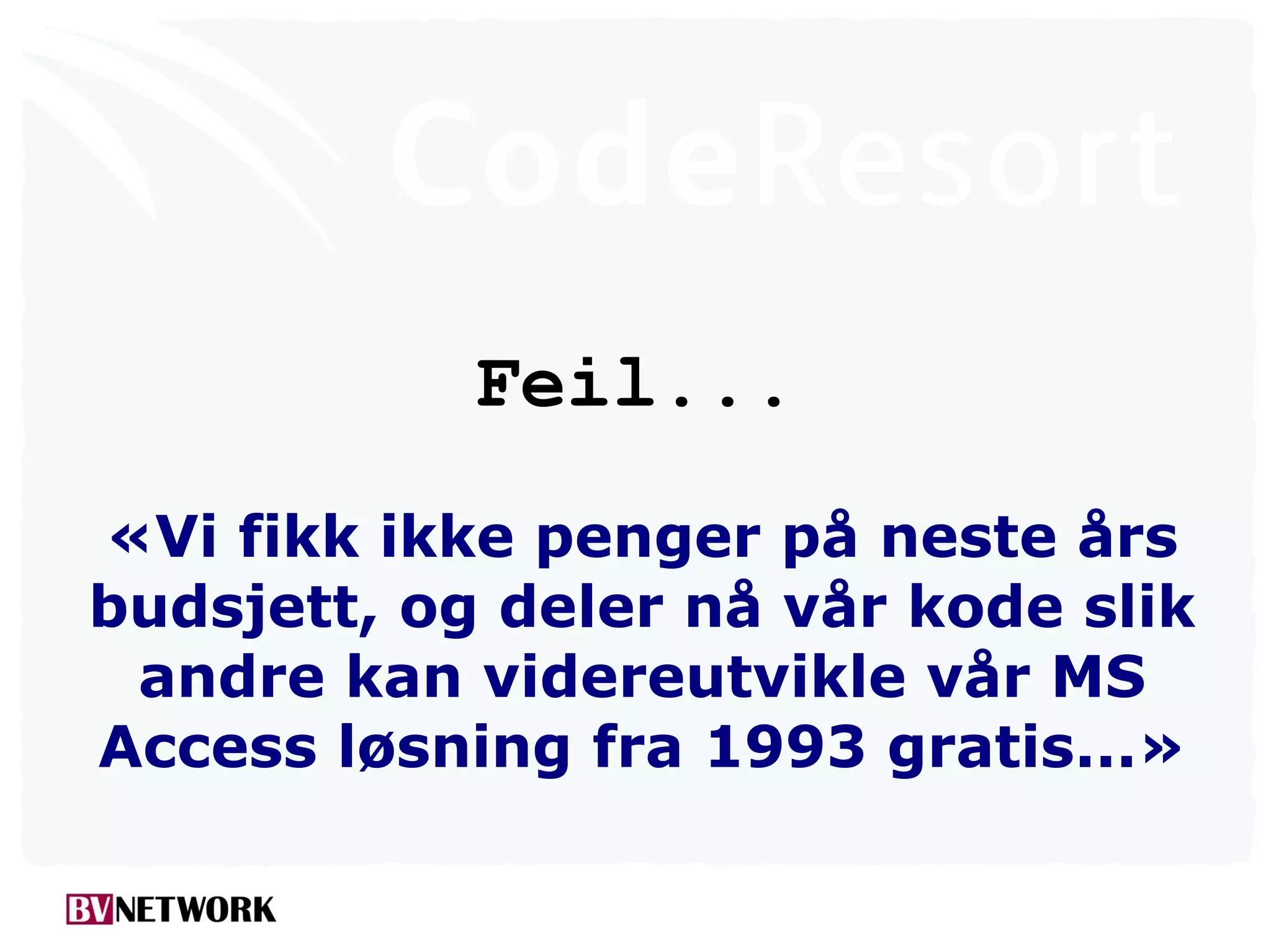 Odd Simon Simonsen: Deling av egen kode