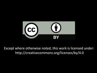 Except where otherwise noted, this work is licensed under:
http://creativecommons.org/licenses/by/4.0
 