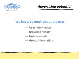 User information Browsing history Note contents Group information Пример структуры презентации www.web-ready.ru Advertising potential We know so much about the user: 