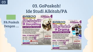 03. GoPaskah!
Ide Studi Alkitab/PA
PA Paskah
Dengan ….
03
 