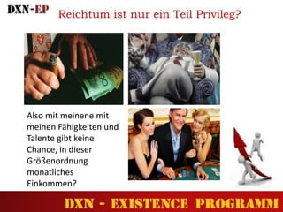 Also mit meinene mit
meinen Fähigkeiten und
Talente gibt keine
Chance, in dieser
Größenordnung
monatliches
Einkommen?
Reichtum ist nur ein Teil Privileg?
 