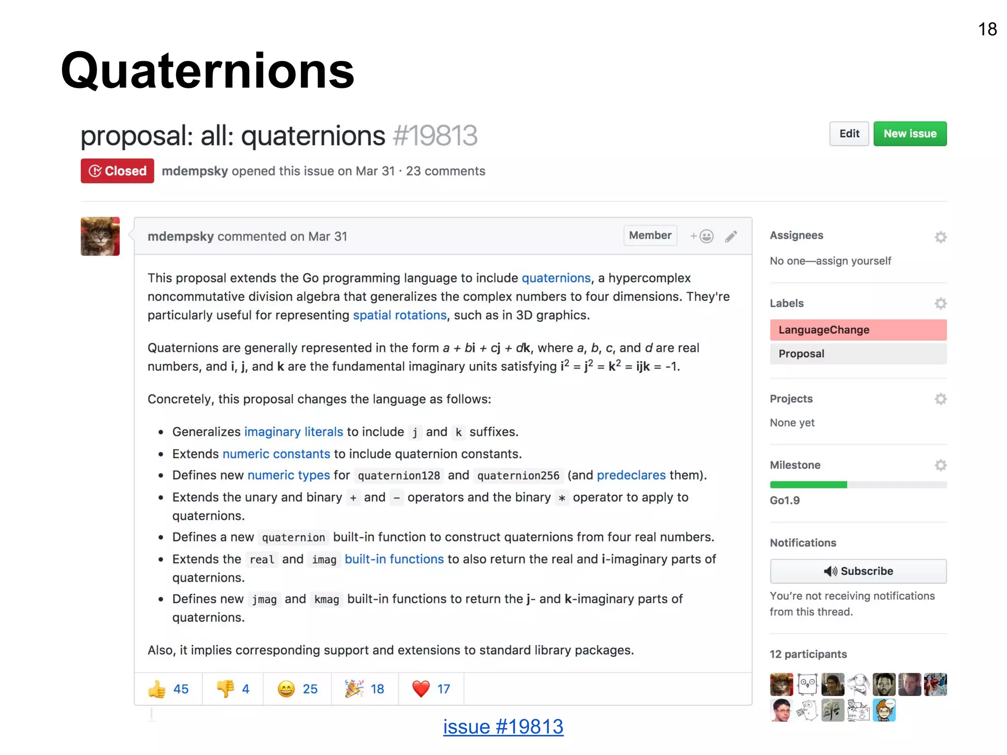 Quaternions
18
issue #19813
 