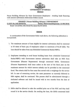 Housing Loan for Kerala Government employees - Bankl oan - Go(p) no 143 ...