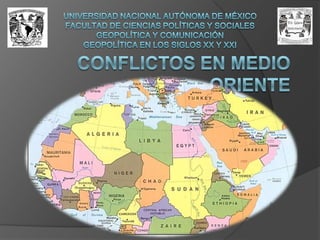En la actualidad gobierno el  Barack Obama  toma medidas drásticas para derrocar el régimen iraní, tanto así que instauro en una isla africana una base militar. UNIVERSIDAD NACIONAL AUTÓNOMA DE MÉXICOFACULTAD DE CIENCIAS POLÍTICAS Y SOCIALESGEOPOLÍTICA Y COMUNICACIÓNGEOPOLÍTICA EN LOS SIGLOS XX Y XXIAfganistán: El caso de   este país  es parecido al de Irán, en el cual  EUU ha querido imponerse. 