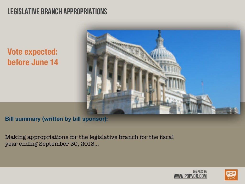 Legislative Branch Appropriations Vote expected