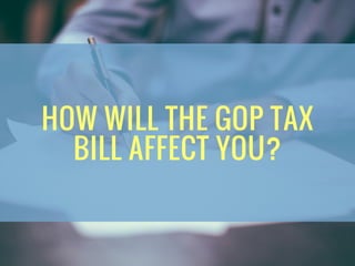 HOW WILL THE GOP TAX
BILL AFFECT YOU?
 