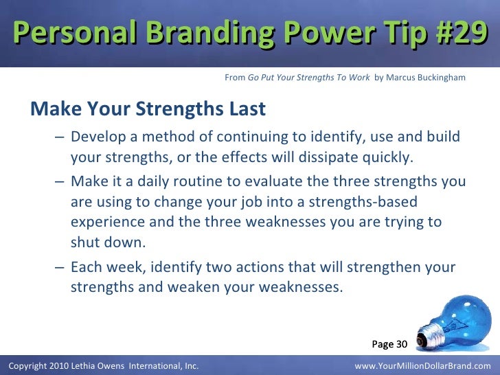 personal branding tips from go put your strengths to work by three strengths