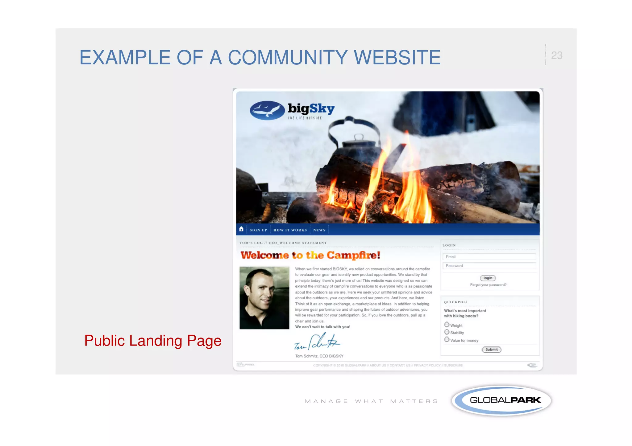 EXAMPLE OF A COMMUNITY WEBSITE   23




Public Landing Page
 