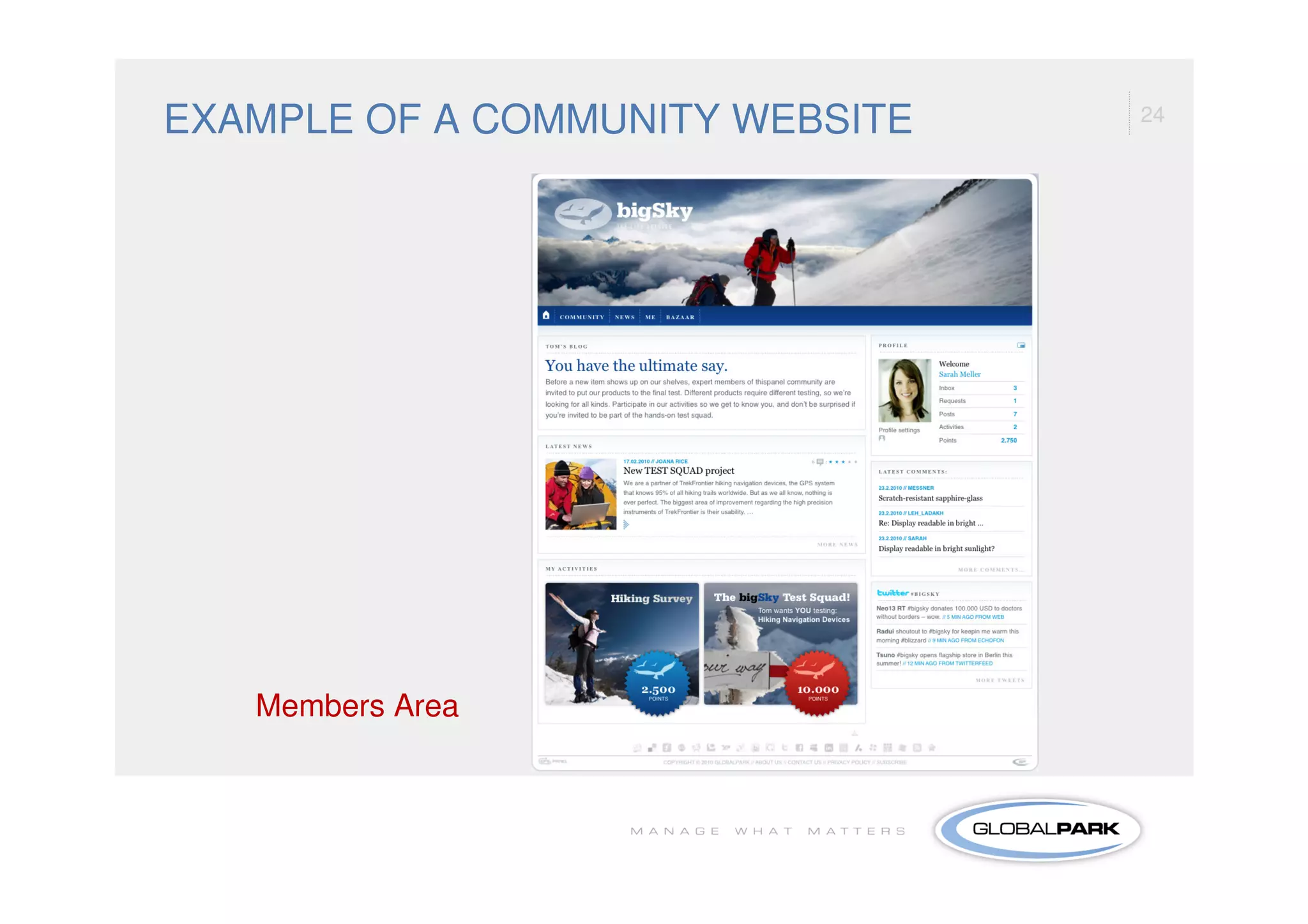 EXAMPLE OF A COMMUNITY WEBSITE   24




   Members Area
 