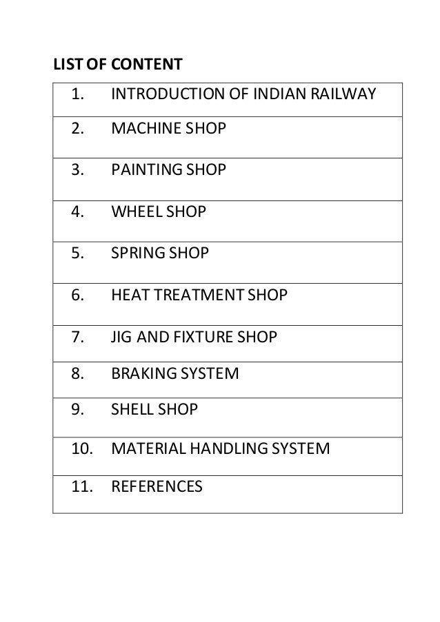 mechanical equipment list