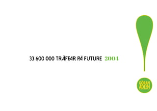 33 600 000 TRÄFFAR PÅ FUTURE 2004
!@trendspanaren
 
