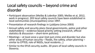 Gorazd Mesko: A project on local safety and security in slovenia (2016-2018)