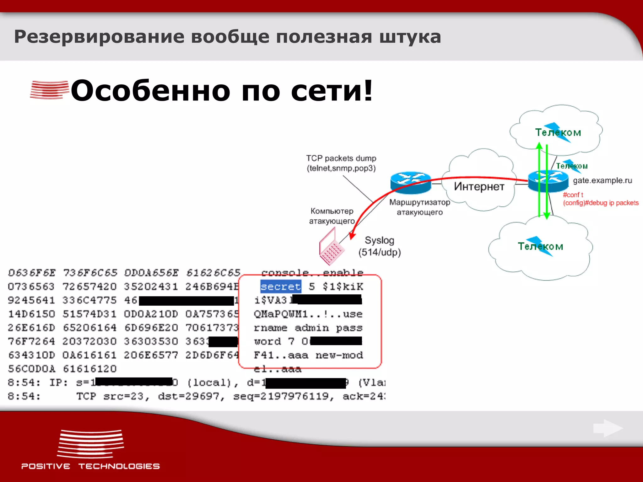 Резервирование вообще полезная штука


    Особенно по сети!
 