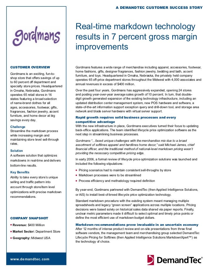 Demandtec Customer Case Study Gordmans