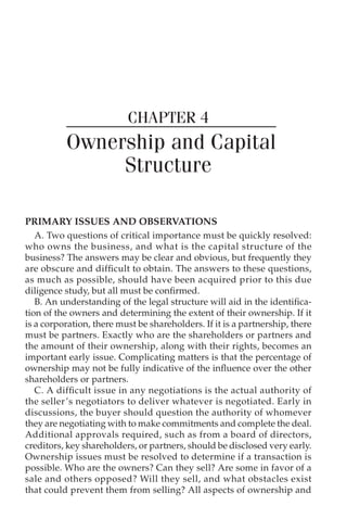 CHAPTER 6

Management
PRIMARY ISSUES AND OBSERVATIONS
A. The composition and quality of the seller’s management should
be ...