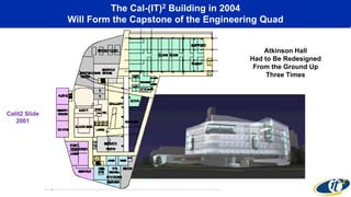 The Cal-(IT)2 Building in 2004
Will Form the Capstone of the Engineering Quad
Atkinson Hall
Had to Be Redesigned
From the Ground Up
Three Times
Calit2 Slide
2001
 