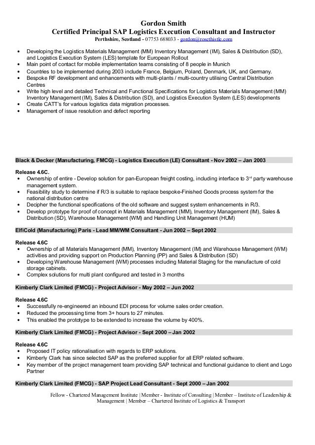 fmcg resume samples