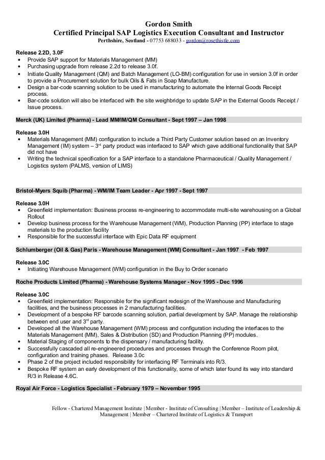 sap logistics execution consultant cv 9 638