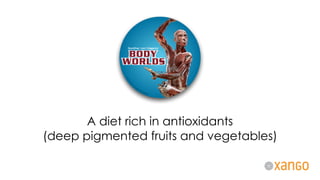 A diet rich in antioxidants
(deep pigmented fruits and vegetables)
 