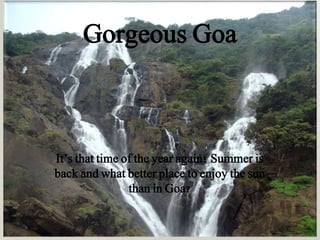 Gorgeous Goa
It’s that time of the year again! Summer is
back and what better place to enjoy the sun
than in Goa?
 