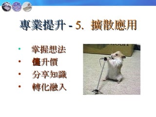 專業提升 -  5.   擴散應用 掌握想法 提升價值 分享知識 轉化融入 
