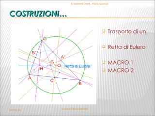 COSTRUZIONI…  6 dicembre 2005 - Flavia Giannoli Retta di Eulero Trasporto di un segmento Retta di Eulero MACRO 1 MACRO 2 04/02/10 A cura di Flavia Giannoli 