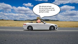 We almost arrived.
Do you know were are
we going? Clue, we are
going to a lake
 