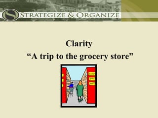 Clarity
“A trip to the grocery store”
 