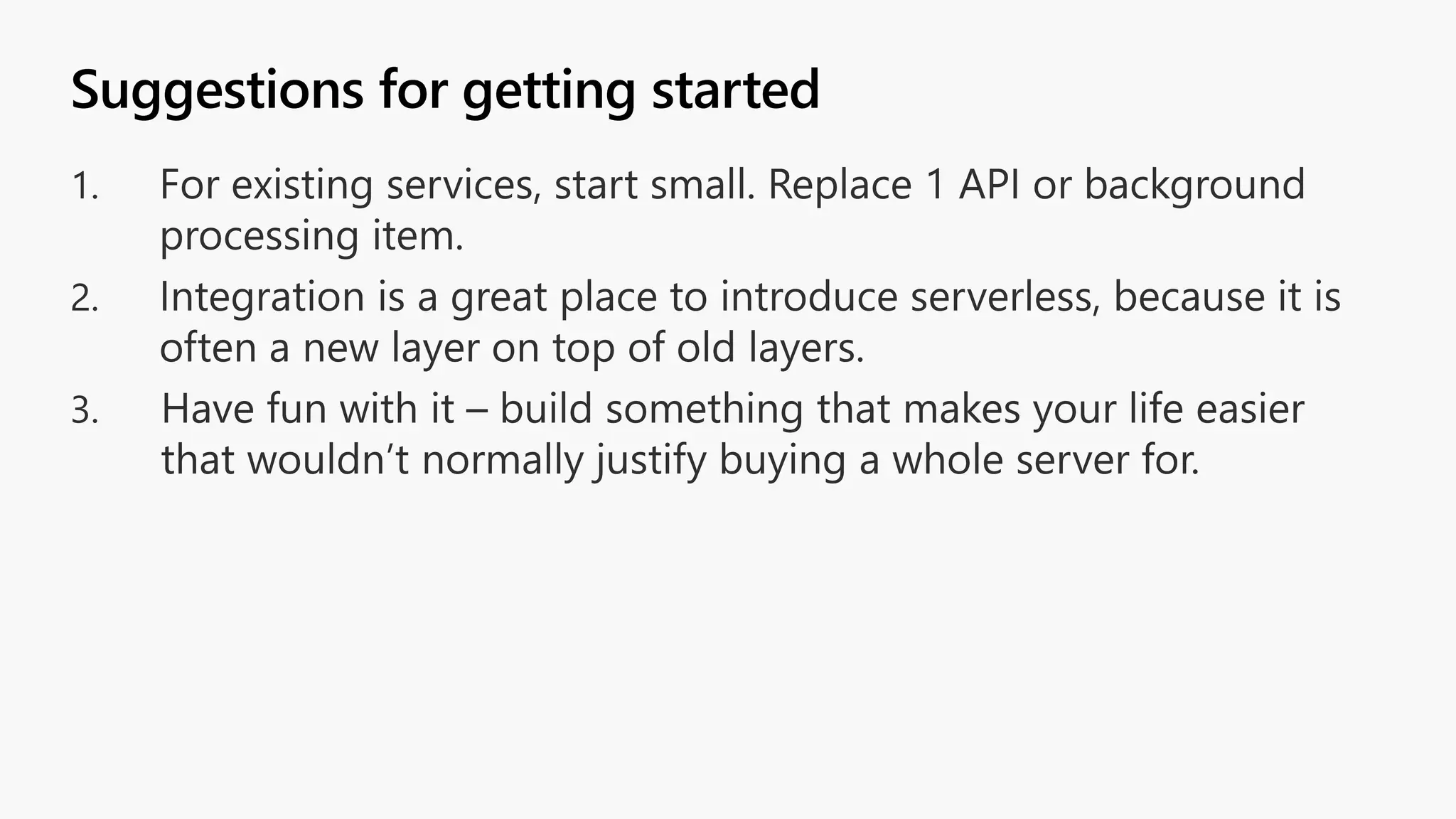 Suggestions for getting started 