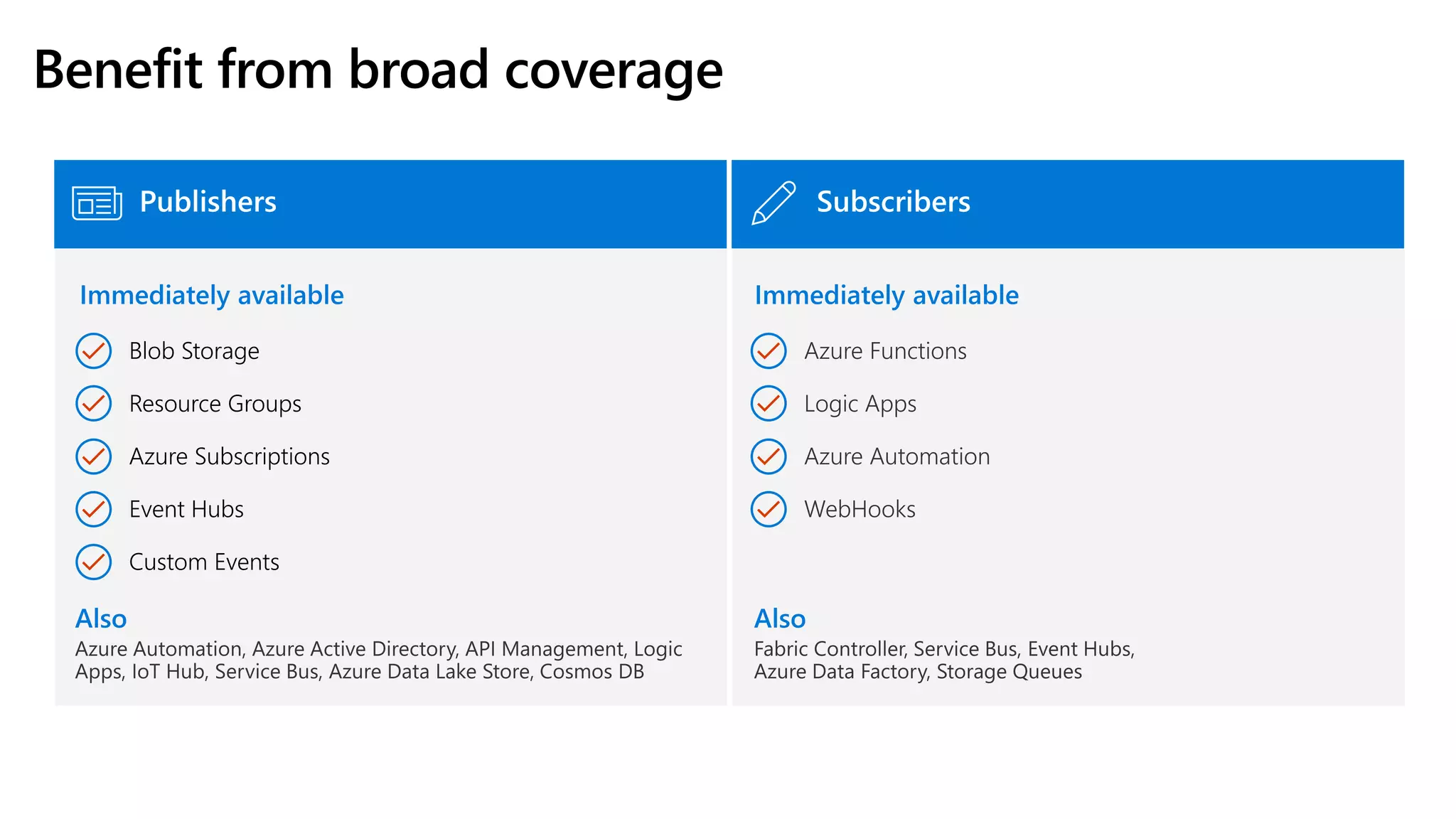 Benefit from broad coverage 