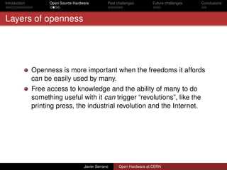 Introduction Open Source Hardware Past challenges Future challenges Conclusions
Layers of openness
Openness is more import...