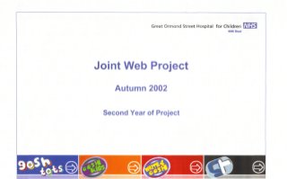 Great Ormond Street Hospital for Children
NHS Trust
Joint Web Project
Autumn 2002
Second Year of Project
 