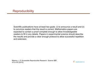 Reproducibility
Scientific publications have at least two goals: (i) to announce a result and (ii)
to convince readers tha...