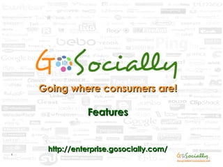 1
Going where consumers are!Going where consumers are!
FeaturesFeatures
http://enterprise.gosocially.com/http://enterprise.gosocially.com/
 