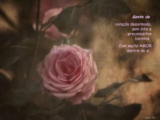 Gente de  coração desarmado, sem ódio e preconceitos baratos.  Com muito AMOR dentro de si.  